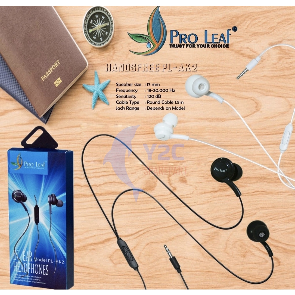HANDSFREE EARPHONE HEADSET MEGA BASS PROLEAF AK2 JACK 3.5MM
