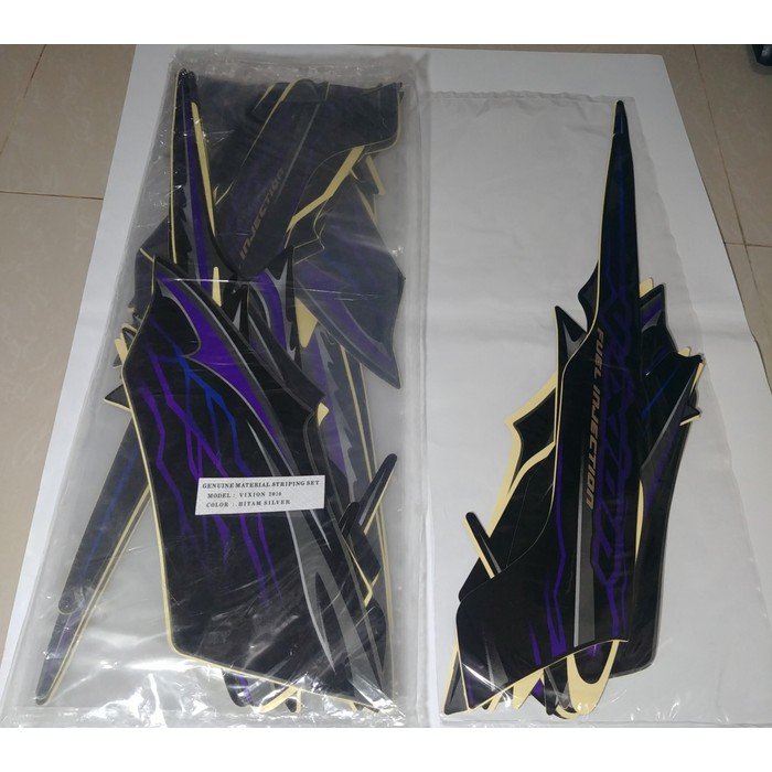 Stiker Bodi &amp; Lis Body &amp; Striping Vixion 2010 Hitam Biru