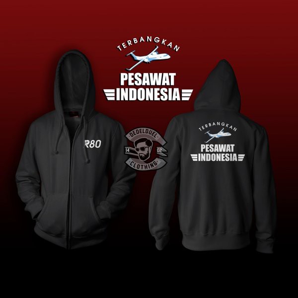 Langsung Order Sweater Zipper Jaket Terbangkan Pesawat Indonesia R80 Murah Keren 0920 Murah