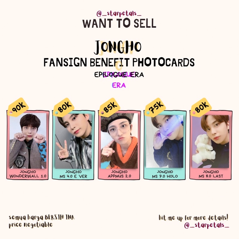 Official Photocard PC ATEEZ Jongho Fansign Benefit Fever Epilogue Wonderwall WW Makestar MS Apple Mu