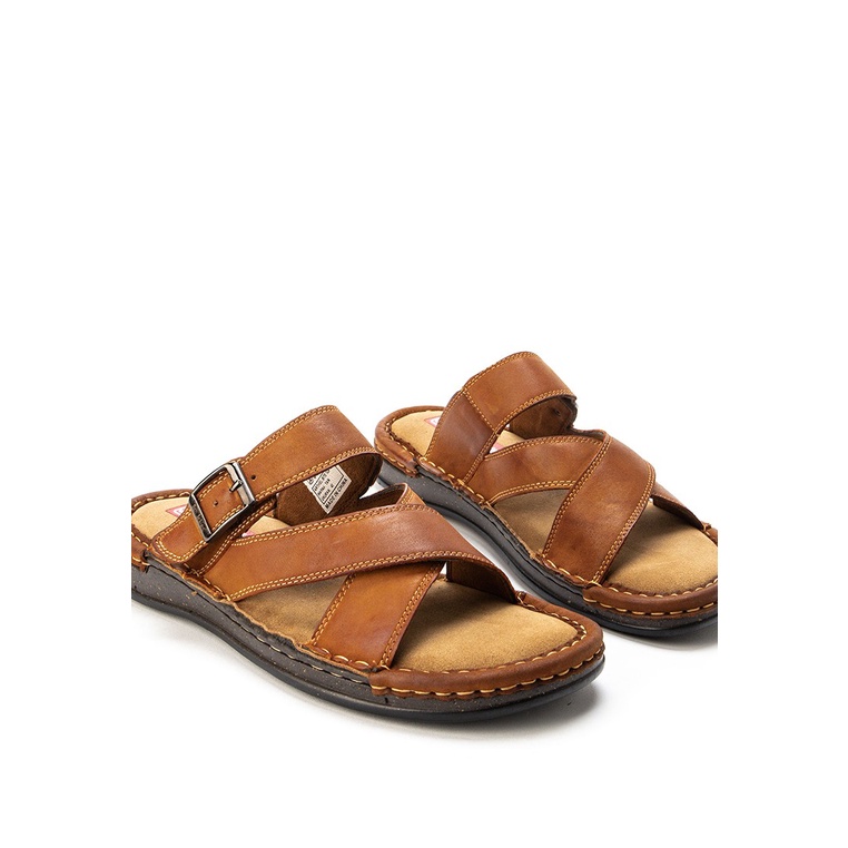 SANDAL CASUAL JIM JOKER PRIA ORIGINAL SLIDE KULIT BRANDED COKLAT JJ21