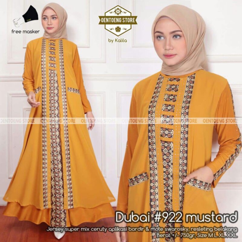ABAYA DUBAI 922 MUSTARD Ori OENTOENG STORE