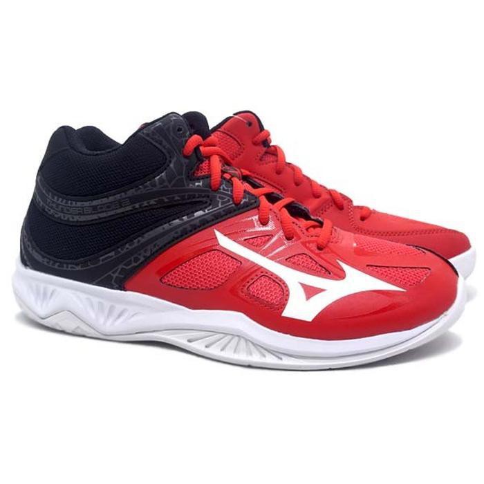 mantul habis badminton Sepatu Volly Mizuno Thunder Blade II MID (Tomato/White/Black) - 41