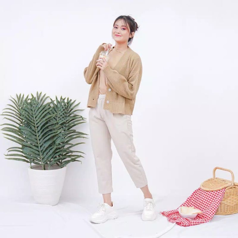 Berlin Ankle Crop Pants Celana Chino Wanita Korea Cropped