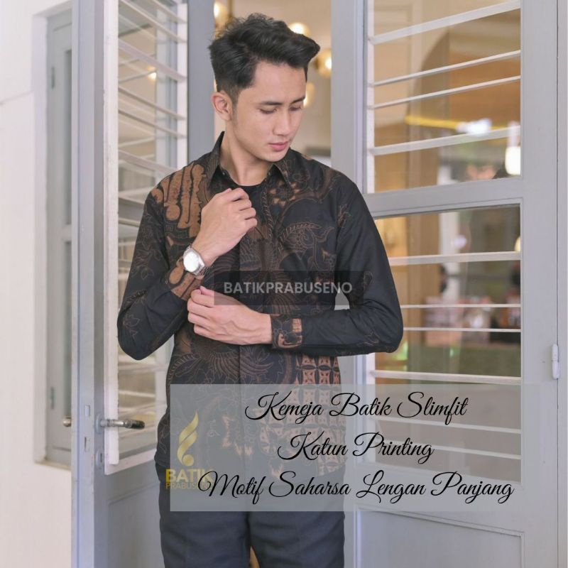 PRABUSENO // Saharsa Batik Prabuseno/ Kemeja Batik Pria Lengan Panjang Slim Fit Original Prabuseno F