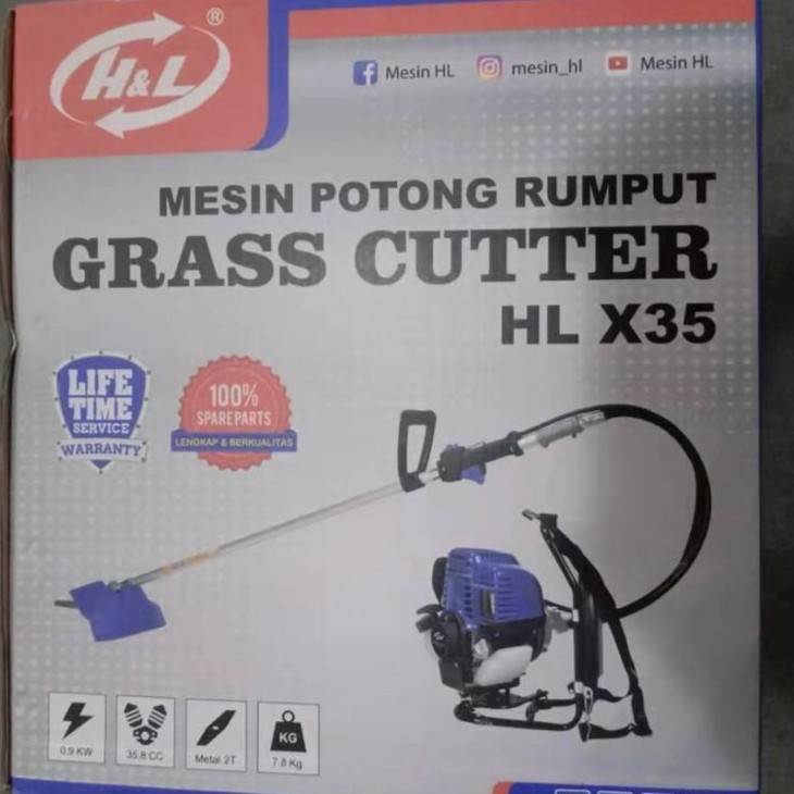 Mesin Potong Rumput Gendong H&amp;L Brush Cutter 4 Tak HL X35