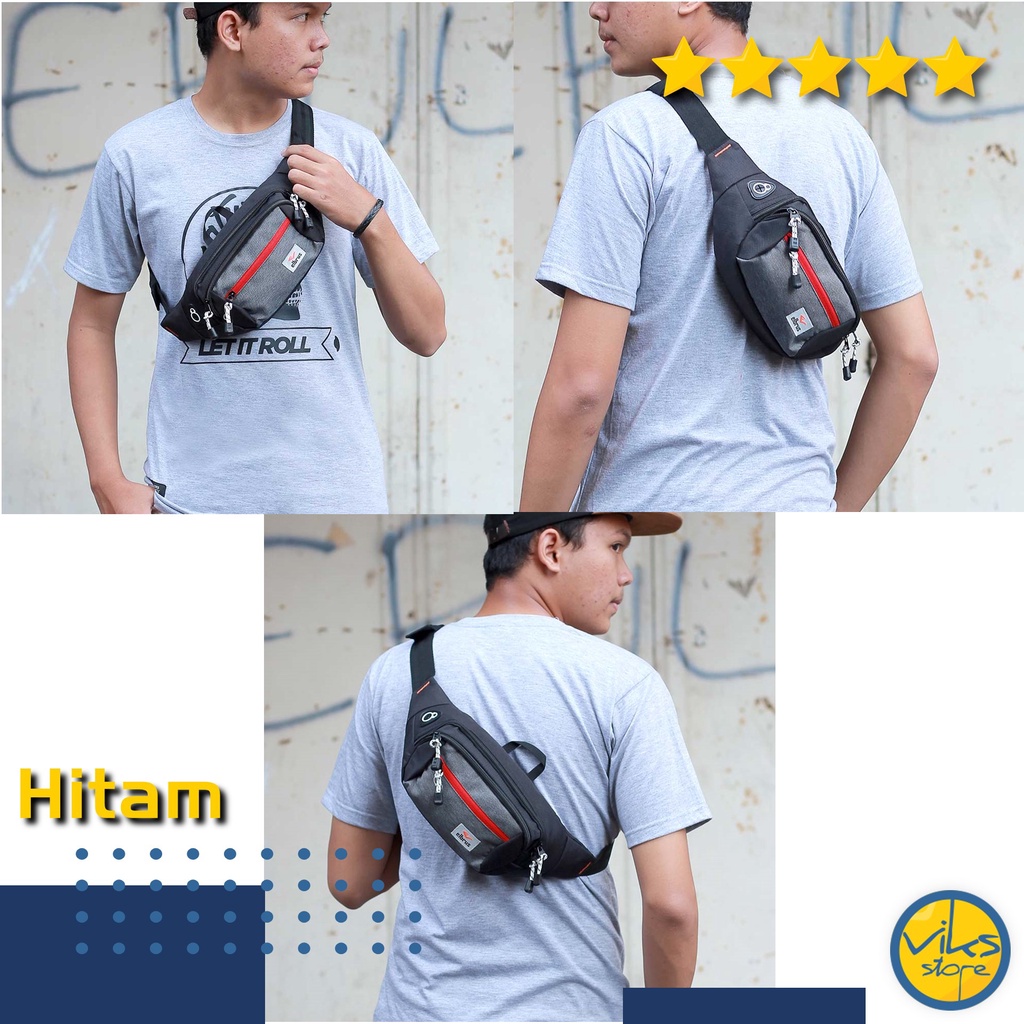 Tas Pinggang Pria / Cowok Selempang Waist Bag Bahu Casual Multifungsi Original Elbrus Premium Lokal