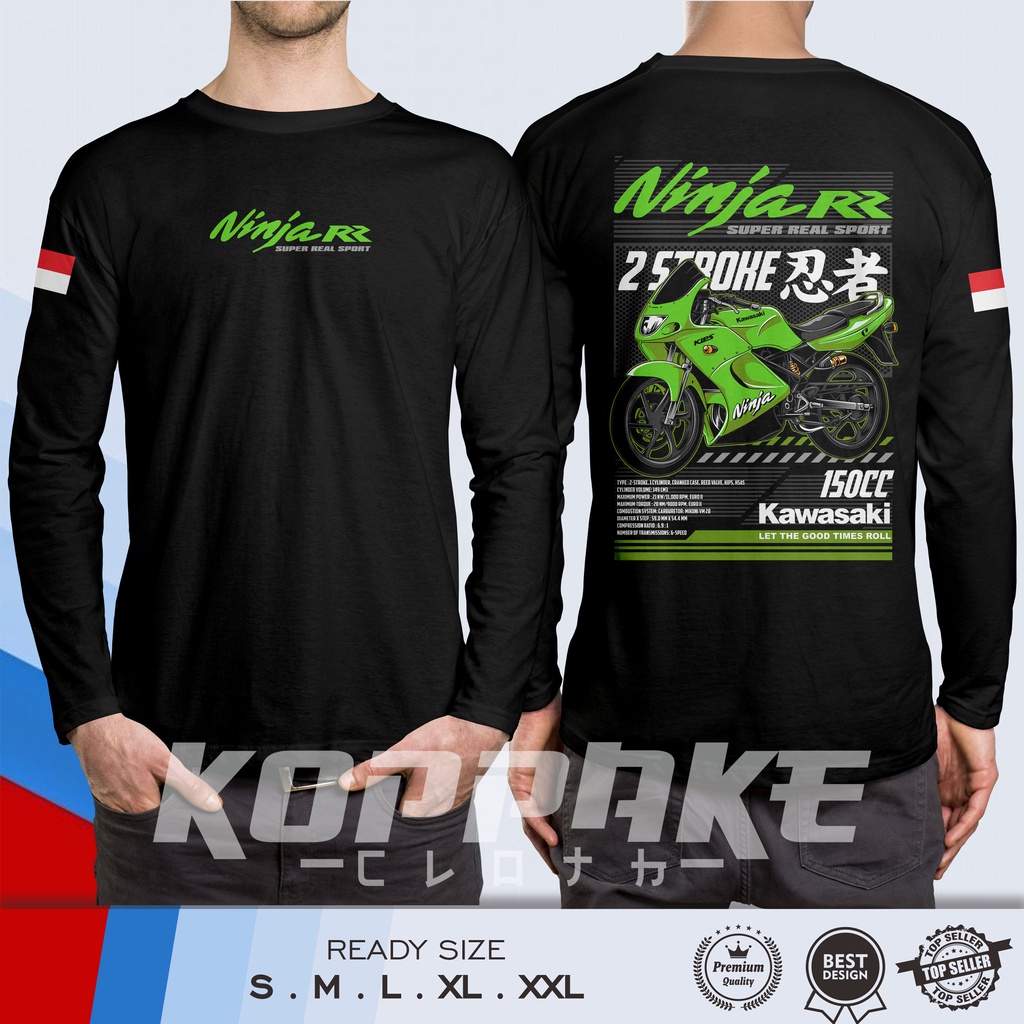 Kaos Motor Kawasaki Ninja RR 150cc Old Bisa Request Warna Motor Lengan Panjang Baju Otomotif