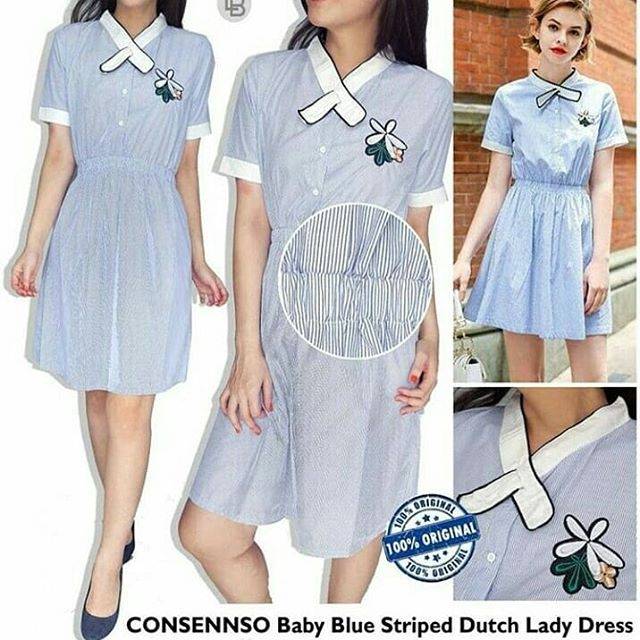 Consenso baby blue stripped dress