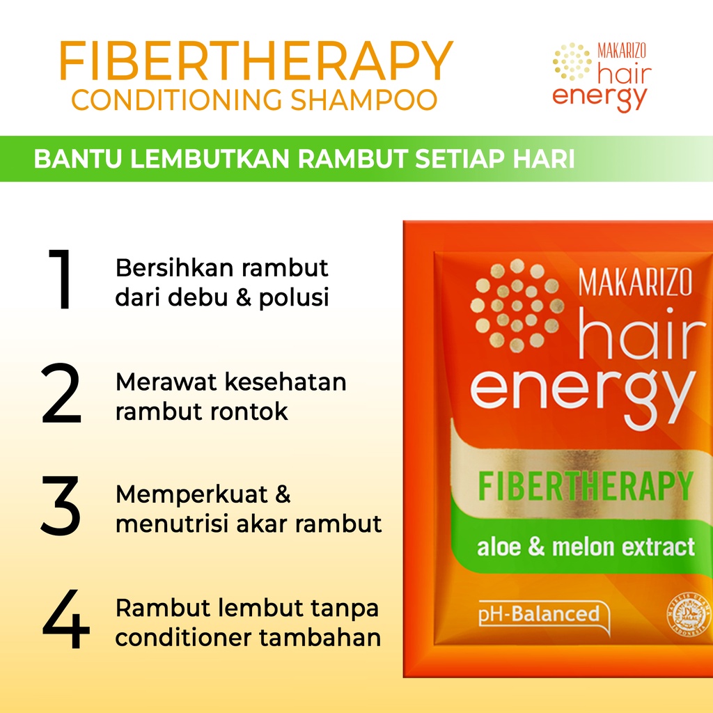 Makarizo Hair Energy Fibertherapy Conditioning Shampoo Aloe & Melon 10 mLx12 / Shampo Kondisioner-3