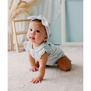 Kottonville - Setelan Baju Anak Bayi Michi Ruffle Sleeves Bodysuits (0-2 yrs) Laki-laki dan Perempuan-Sage Green