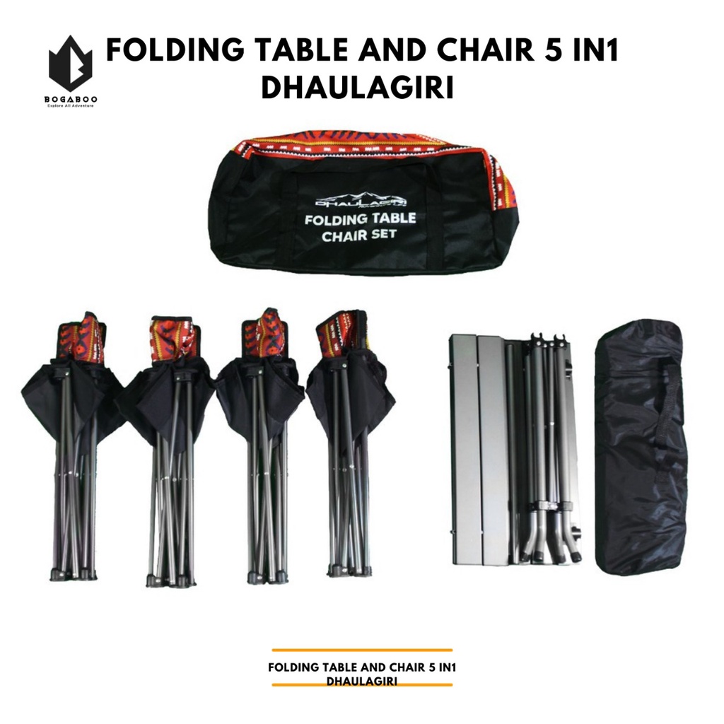 Meja Set Dhaulagiri - Etnik Merah - Folding Chair &amp; Table