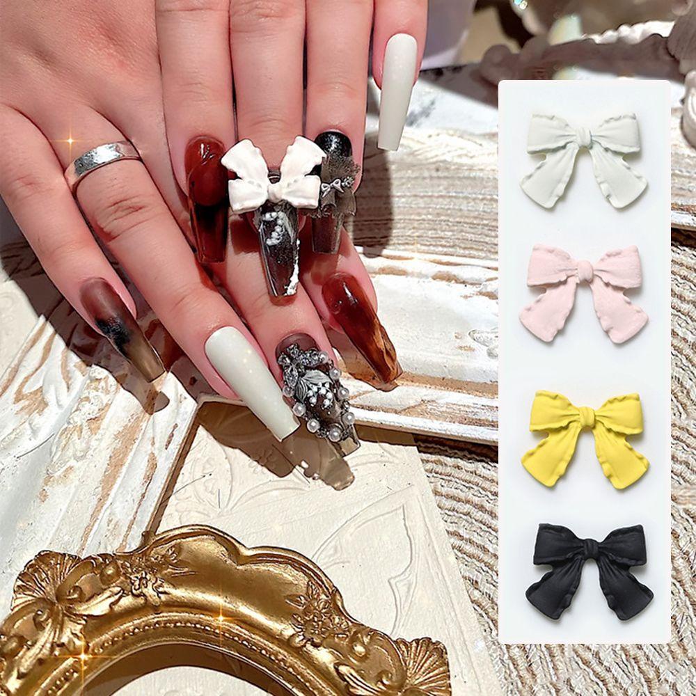 NEEDWAY Bow Nail Art Jewelry French Frosted Ikatan Simpul Temperamen DIY Dekorasi Nail Art