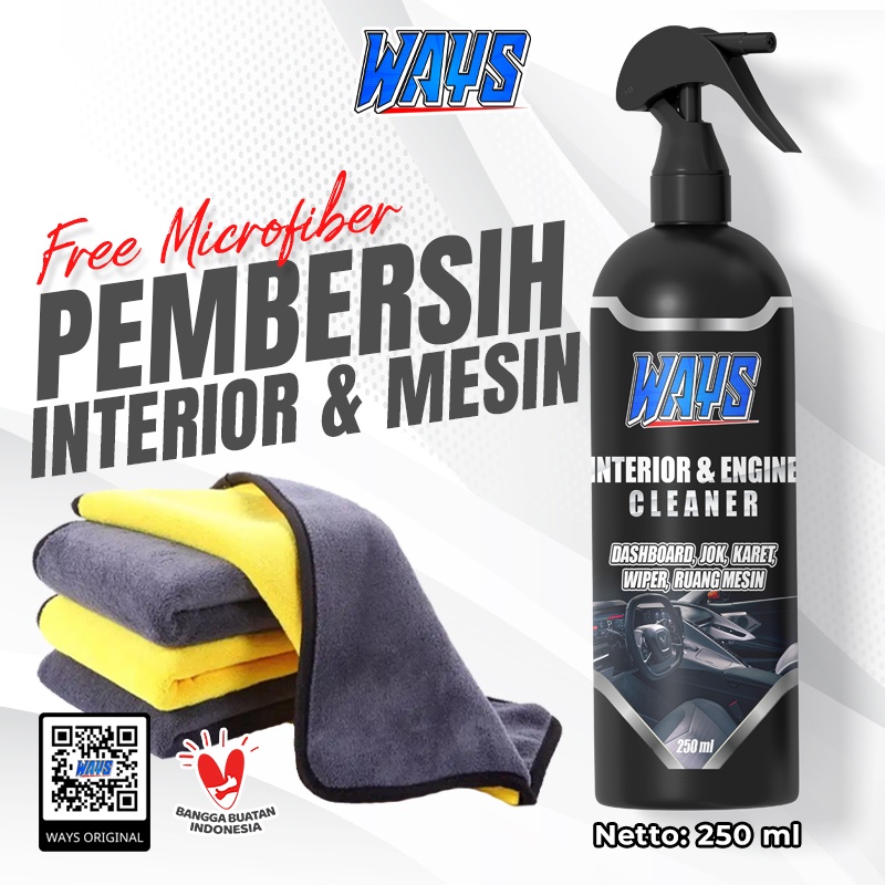 WAYS Interior Engine Cleaner Pembersih Pengkilap Dashboard Karet Wiper Mesin Mobil - FREE Microfiber