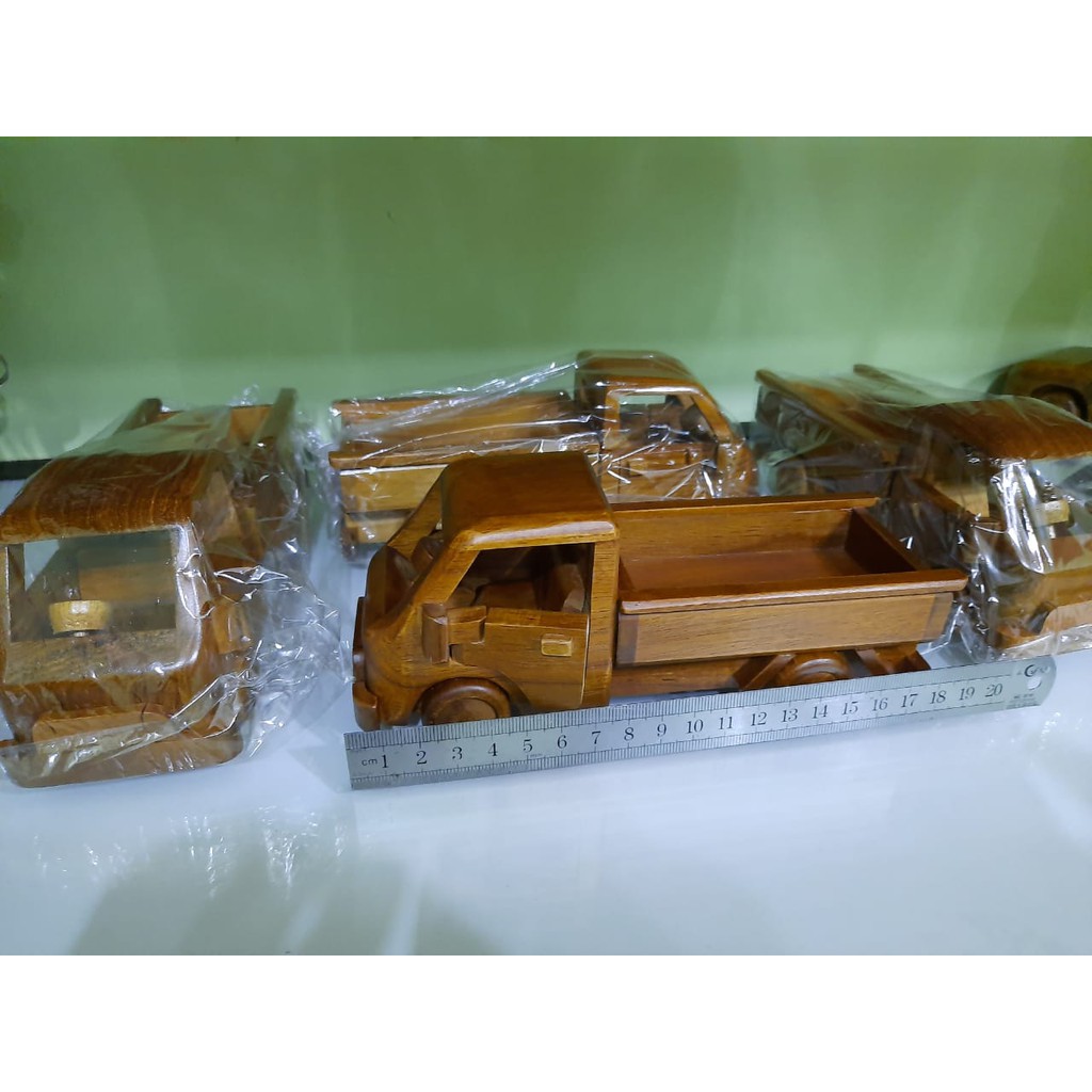 Miniatur / Souvenir Mobil PickUp Buka Kayu Jati / Pick Up Terbuka / Mobil Pick Up