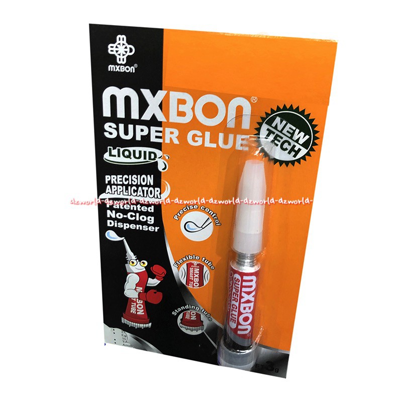 Mxbon Super Glue Liquid 3gr Lem Untuk Keramik Besi Karet Merah