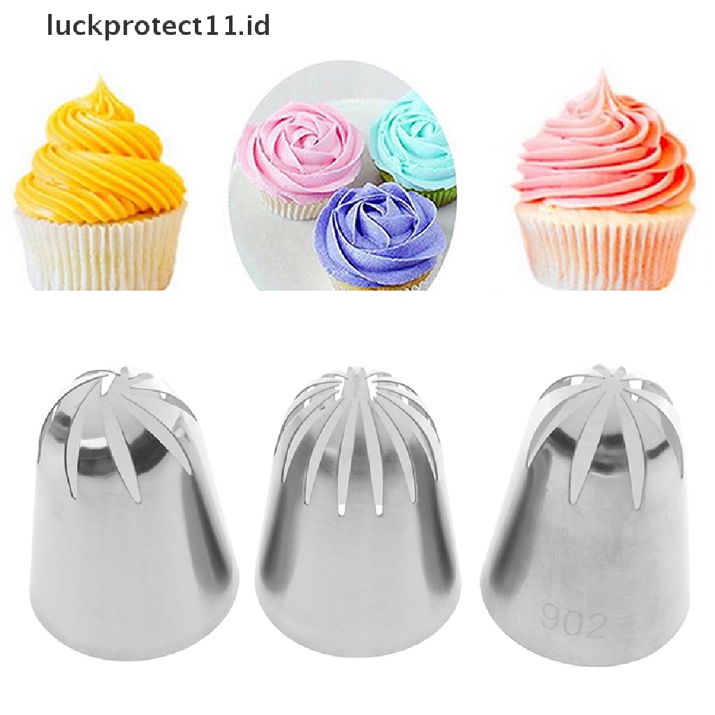 // Hg &amp; ID// 3pcs Tips Piping Icing Rusia Besar Set Cream Nozel DIY Dessert Pastry Tips.