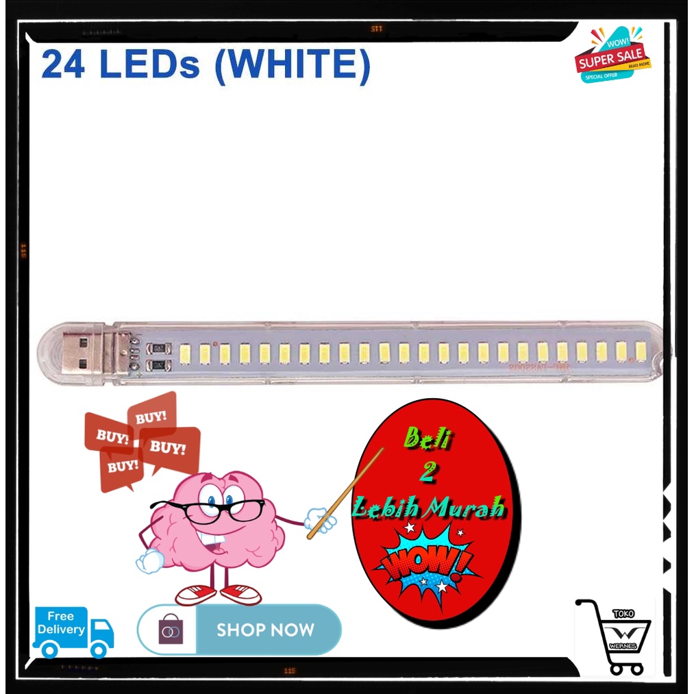 ZHMZH Lampu Belajar Lampu Baca LED Mini Portable USB 24 LED 12W Murah Nyala Terang Garansi 1 Bulan