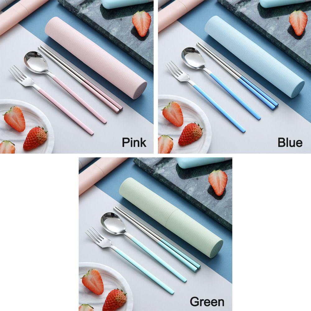 Preva Cutlery Set Camping Reusable Alat Makan Dengan Wadah Penyimpanan Sumpit Sendok Garpu Set