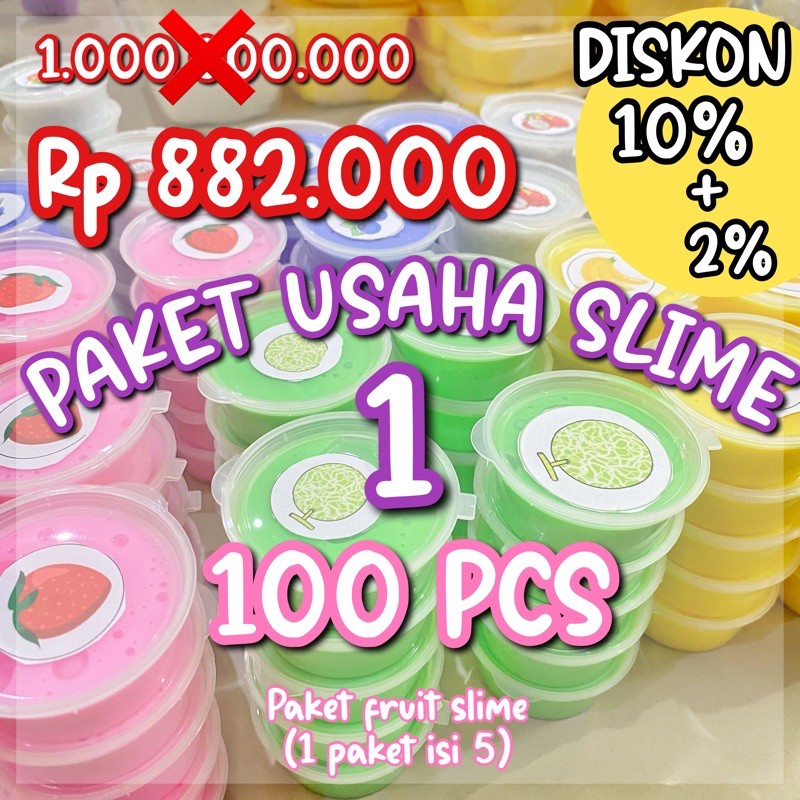 PAKET USAHA SLIME 1 ( PAKET FRUIT SLIME ISI 5 PCS)