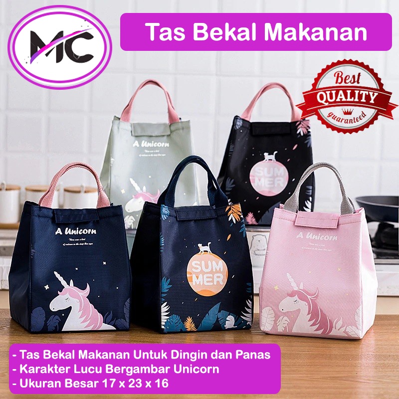 Tas Bekal Makanan Lunch Bag Besar Tahan Panas Anak Dewasa Karakter Unicorn Murah Kotak Tempat Penyimpanan Peralatan Makan Coller Bag