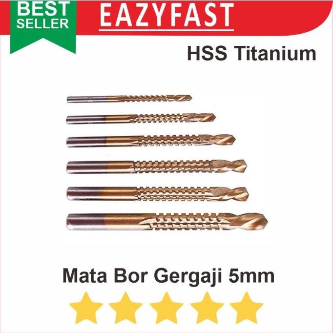 Mata Bor Gergaji Drill Bit 5mm 5mm HSS Titanium Coated efst90