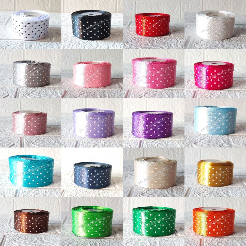 

Pita Satin Motif Polkadot Onde Bintik 4 cm 1,5 inch