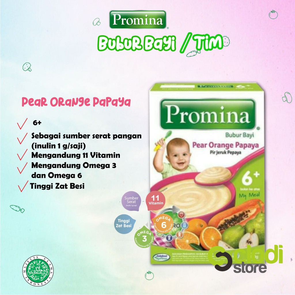 Promina Bubur Bayi 6+ 120gr-Pear Orange Papaya