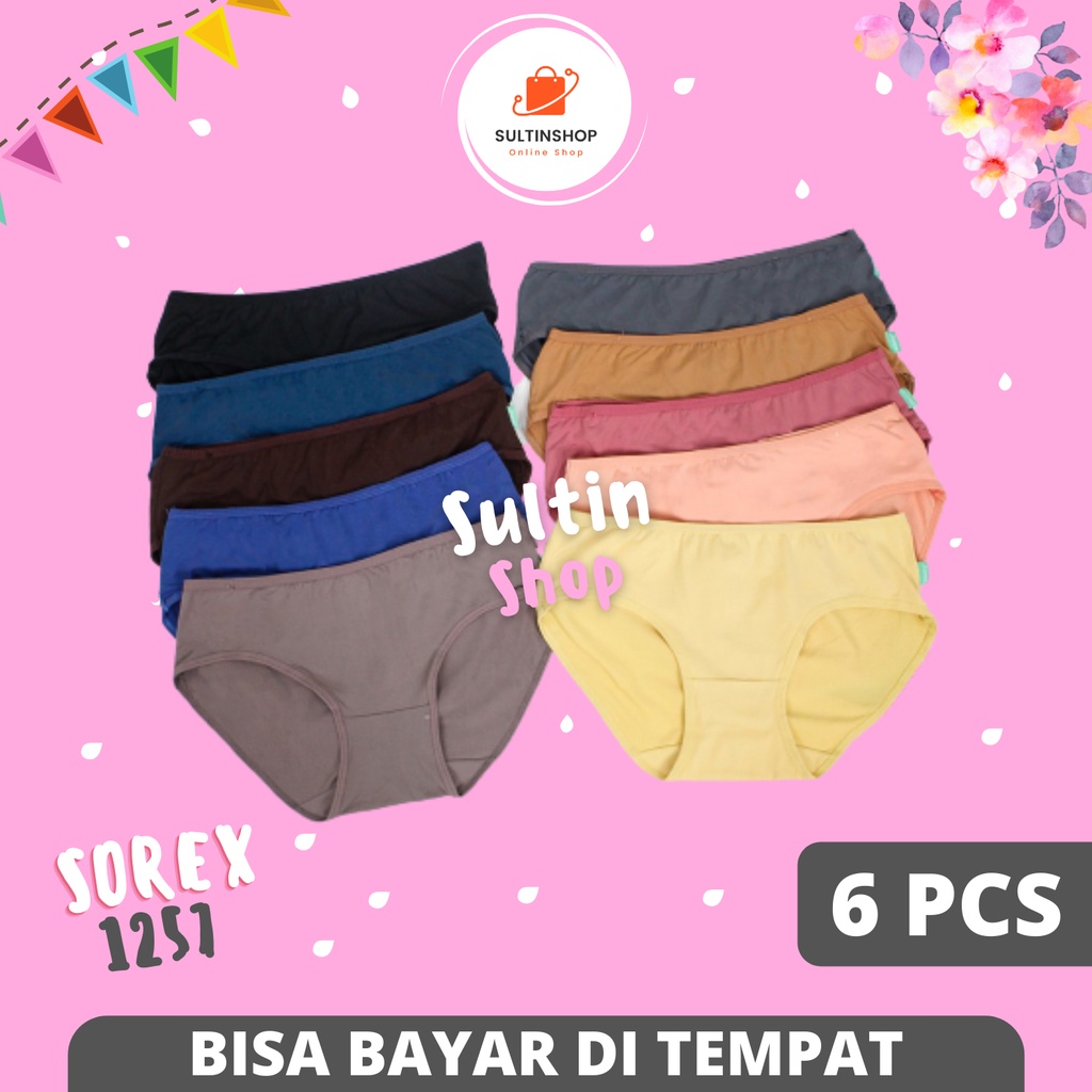 6 Pcs Pakaian Dalam Sorex CD Basic Mini Wanita  Super Soft Lembut Nyaman Dipakai CD 1257 Ukuran M L 