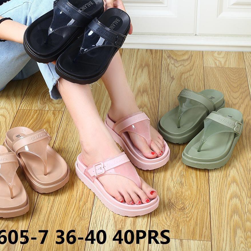 Sandal Jepit Wedges Tali Transparan Sendal Jelly Wanita Merk Balance