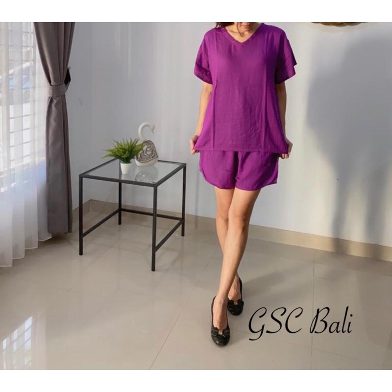 Setelan Celana pendek Stelan Baju Bali Wanita Setelan Piyama Rayon Setelan Baju Tidur Bali Polos Set