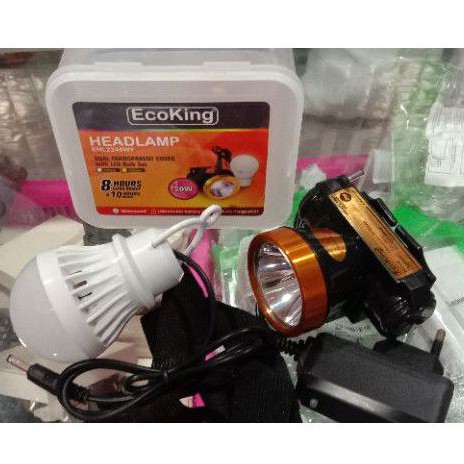 SENTER KEPALA ECOKING 20W BONUS LAMPU EMERGENCY KUNING/PUTIH