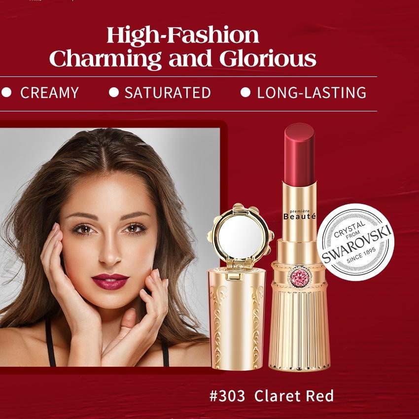 ℮ Premiere Beaute Swarovski Crystal Lipstik Tahan lama Moiturizing Lipgloss lip ○