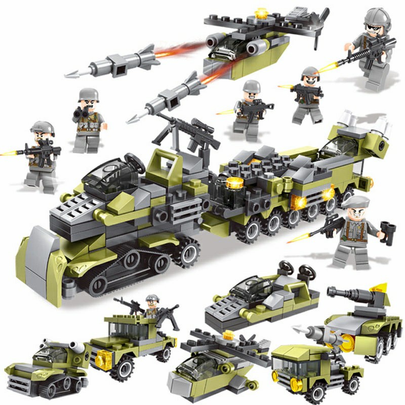 Building Blocks 6 in 1 Militer Rocket Launcher Plane Flack