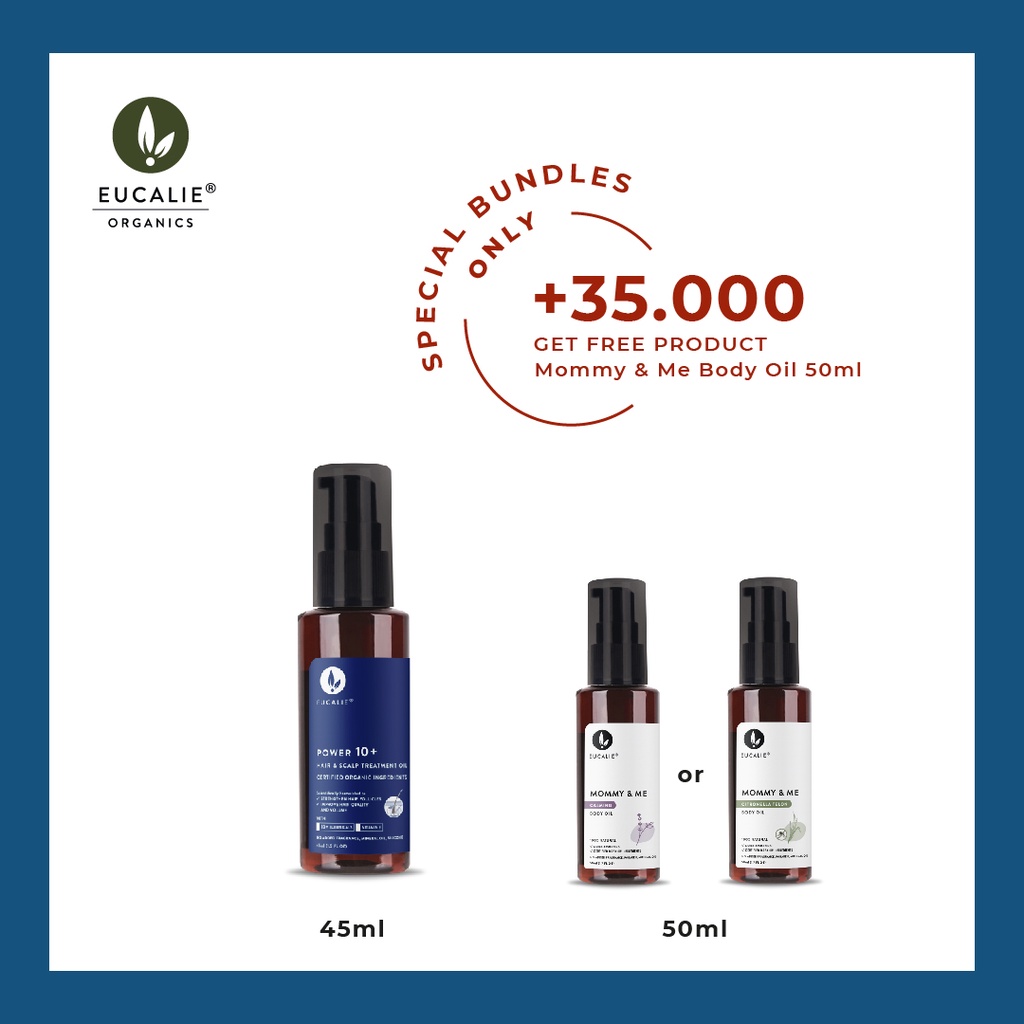 Eucalie Organic Hair Growth Oil & Scalp Treatment - Power 10+ (Rontok, Rusak, Ketombe, Sensitif)-ADD ON 35.000