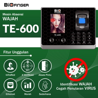 Mesin Absensi Wajah Jari BioFinger TE-600, Kabel LAN, Kartu RFID, Murah Garansi 1 Thn