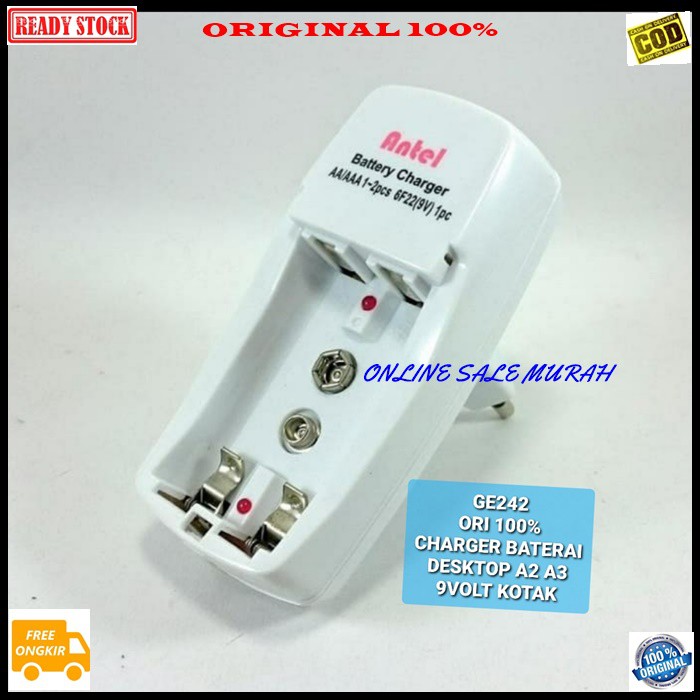 G242 antel ori 100% adaptor desktop cas charger baterai a2 a3 9v travel adapter desk adaptive charging cas casan baterry batu batere universal multi original aa aaa 9volt volt kotak G242   BISA 3 MACAM BATERAI AA / A2 AAA / A3 9V KOTAK 6F22