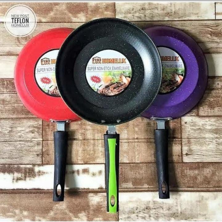 FRYPAN HOMELUX TEFLON ENAMEL MARBLE ANTI LENGKET 24 CM | TEFLON MURAH