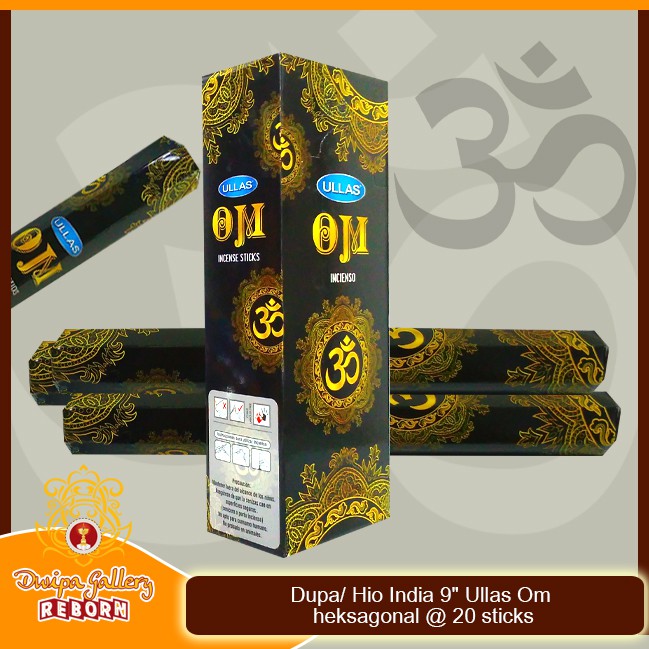 Dupa/ Hio India 9&quot; Ullas Om  heksagonal @ 20 sticks (6pack)