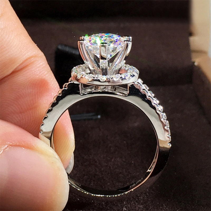 Fancyqube Cincin Wanita Hias Batu Cubic Zirconia Untuk Pesta Pernikahan