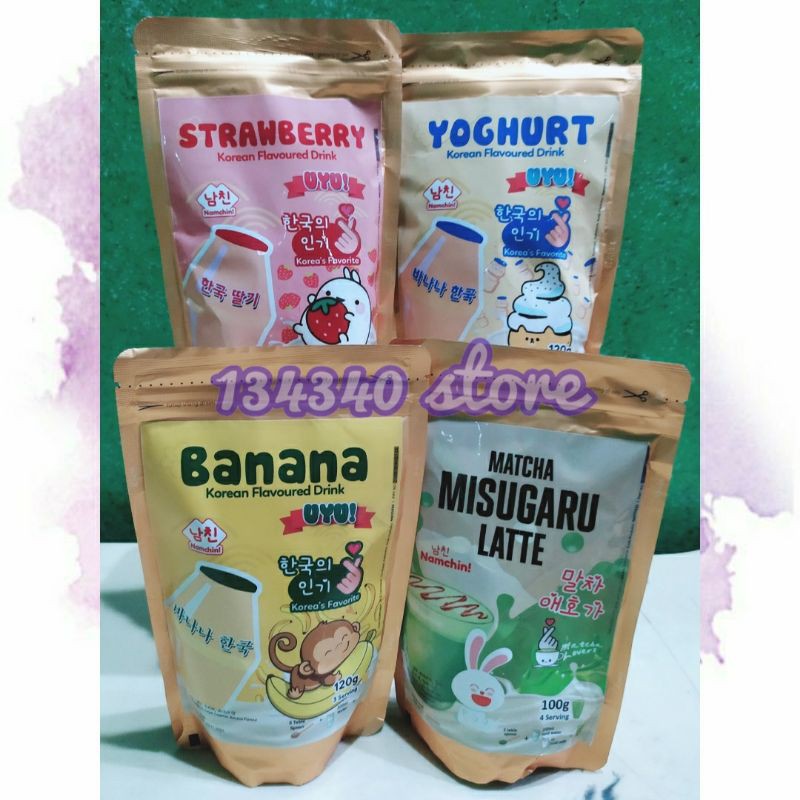 NAMCHIN KOREAN FLAVORED MILK / UYU - BANANA, STRAWBERRY, YOGHURT MILK & MATCHA MISUGARU LATTE