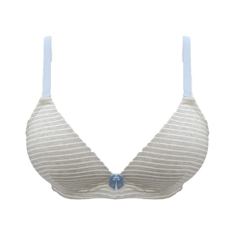 Bra Young Curves Cotton Melange Stripe C03-10179BGRY - Grey Bra Young Curves Size 32B