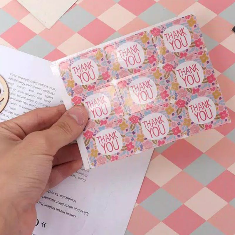 

(1lembar 9pcs)stiker diy full color thankyou/ sticker segel lebel lucu