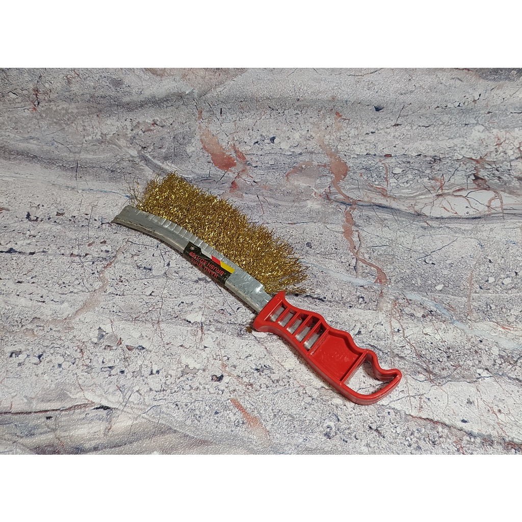 XANDER Sikat Kawat Besi Model Lengkung Sikat Kawat Gagang Plastik Sikat Kawat Besi