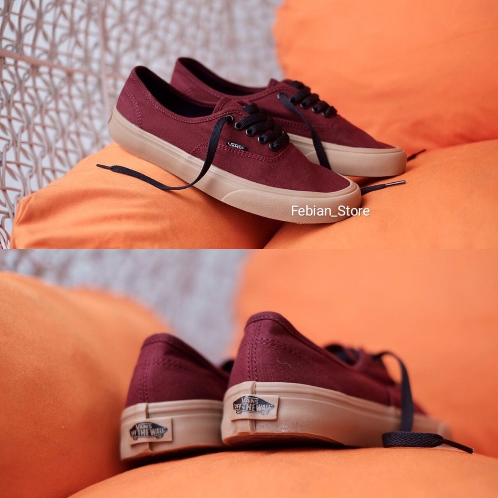 Sepatu Vans Authentic Port Royale Maroon Merah Marun Sole Gum   Original PREMIUM IMPORT p