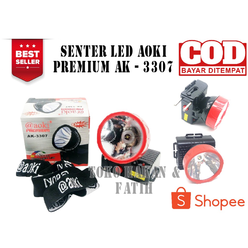 Senter Kepala LED AOKI PREMIUM AK-3307 Nyala Lebih Lama