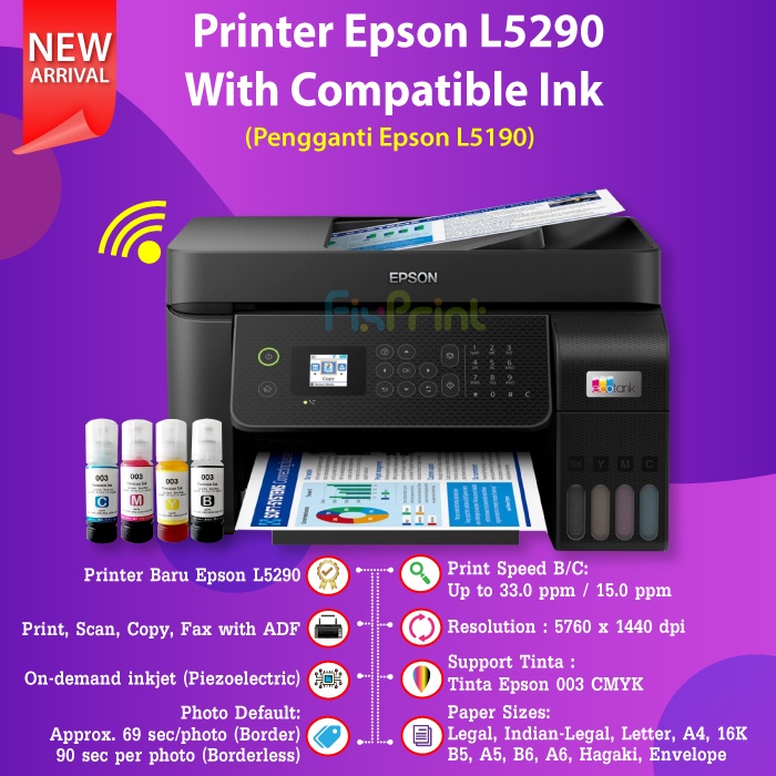 Printer Epson EcoTank L5290 L-5290 5290 All-in One Print Scan Copy WiFi ADF