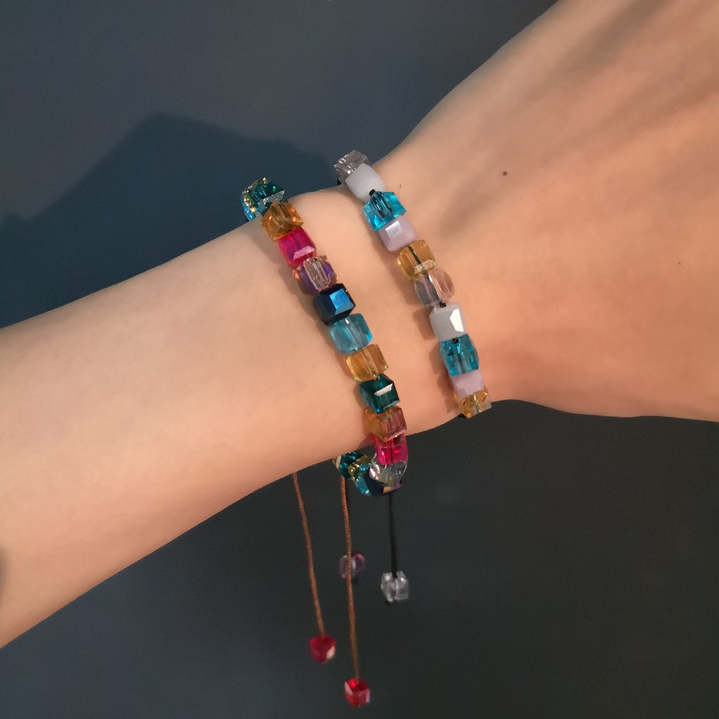 Gelang Kristal Warna-Warni Adjustable Untuk Wanita