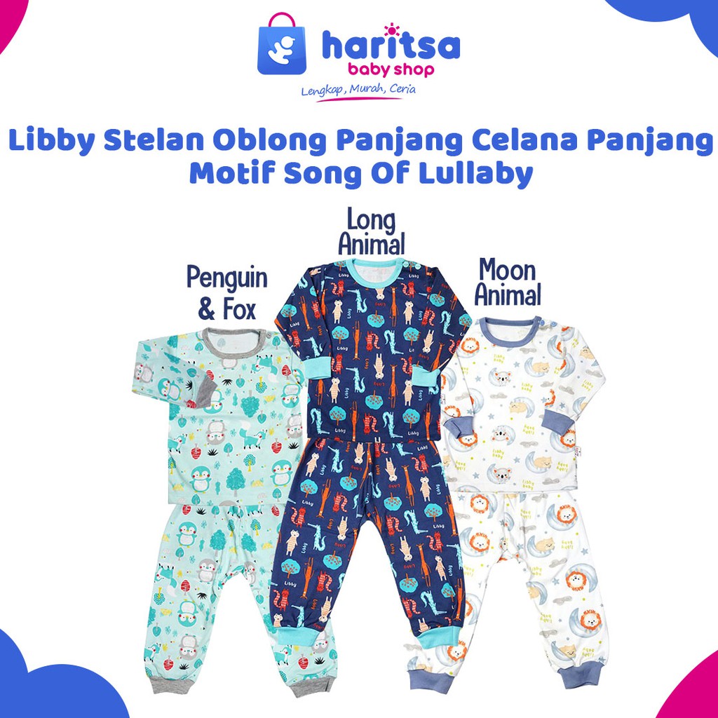 Libby Baju Bayi Setelan Oblong Panjang Celana Panjang Motif Animal Wildness