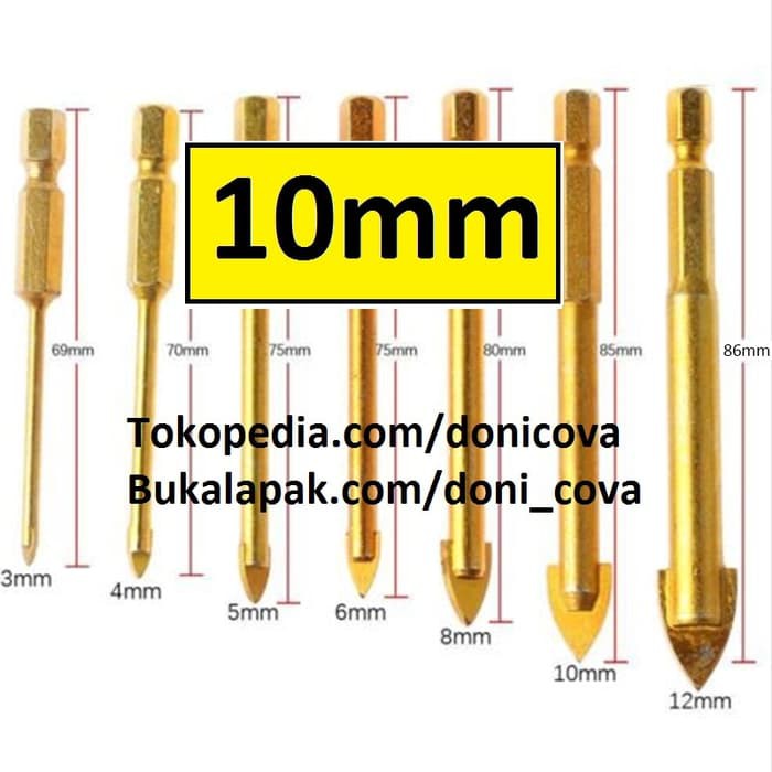 Mata Bor Tombak 10mm Kaca Gelas Keramik Granit Porselin Porcelain MBT1